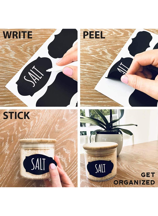 176-Piece Chalkboard Labels With 2 Markers Set Black - Image 5